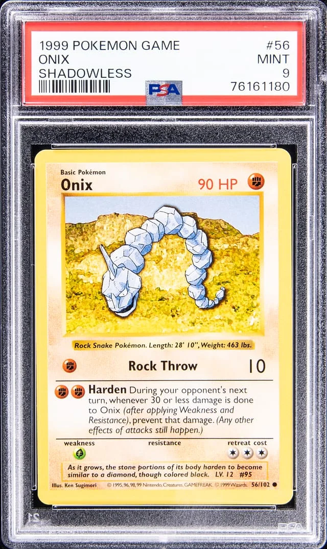 1999 Pokemon Game Shadowless Onix #56 card image
