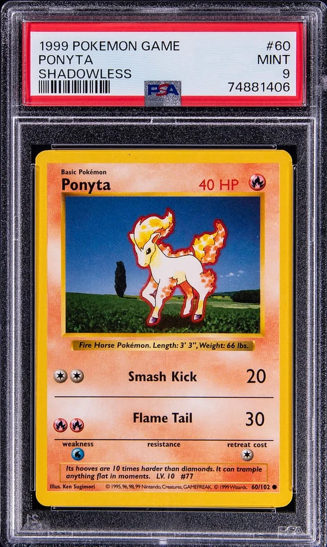1999 Pokemon Game Shadowless Ponyta #60 card image