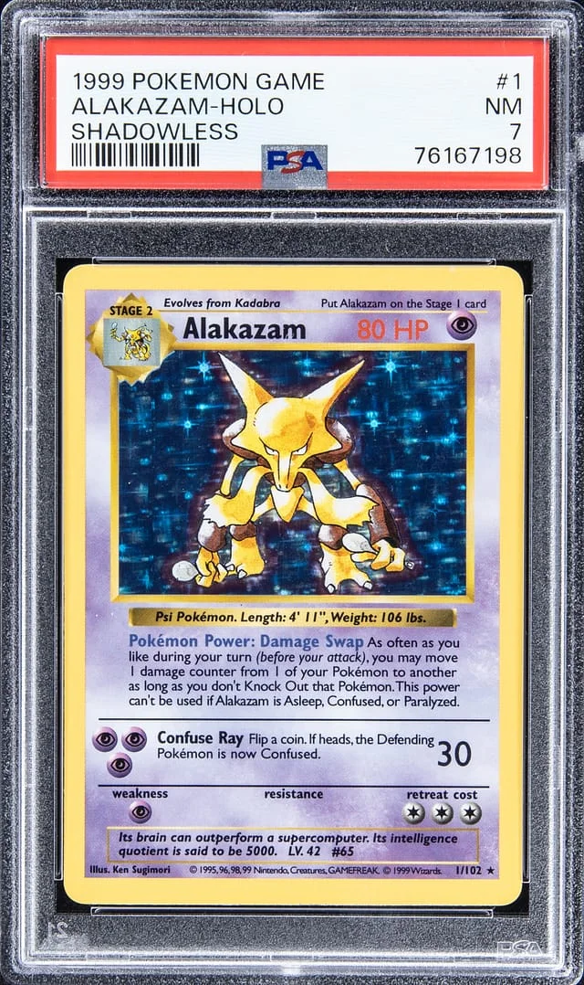1999 Pokemon Game Shadowless Rare Holofoil Alakazam #1 card image