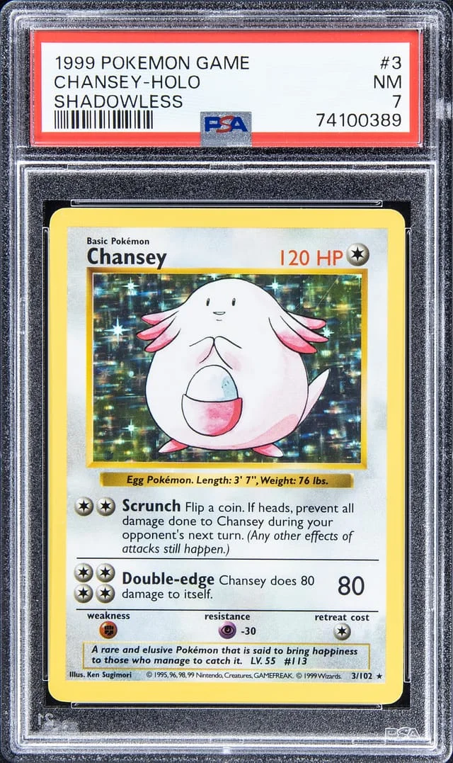 1999 Pokemon Game Shadowless Rare Holofoil Chansey #3 card image