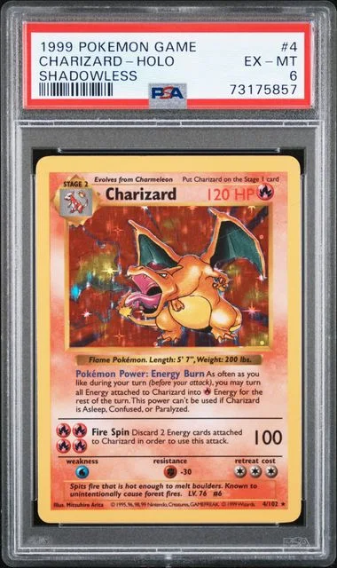 1999 Pokemon Game Shadowless Rare Holofoil Charizard #4 card image