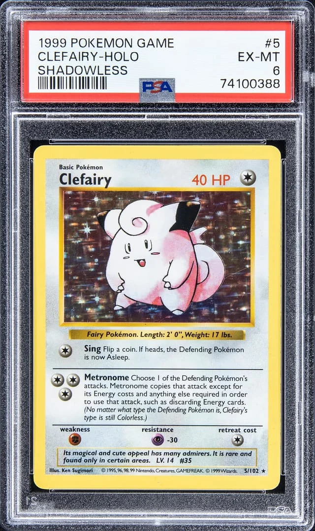 1999 Pokemon Game Shadowless Rare Holofoil Clefairy #5 card image