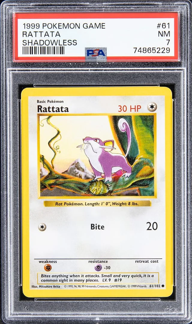 1999 Pokemon Game Shadowless Rattata #61 card image