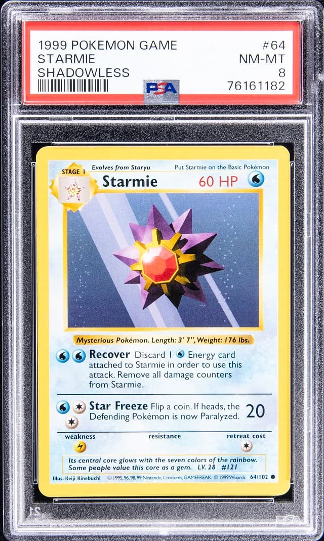 1999 Pokemon Game Shadowless Starmie #64 card image