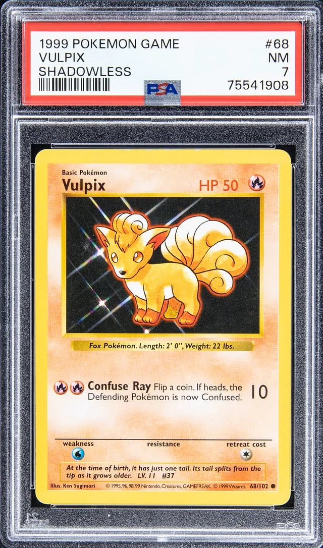 1999 Pokemon Game Shadowless Vulpix #68 card image