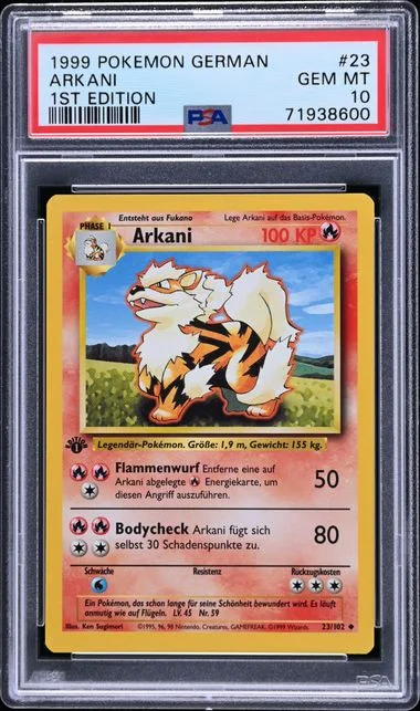 1999 Pokemon German 1st Edition Arkani #23 card image