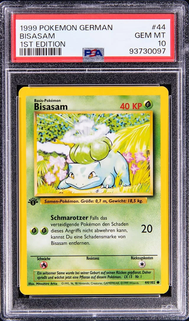 1999 Pokemon German 1st Edition Bulbasaur (Bisasam) #44 card image
