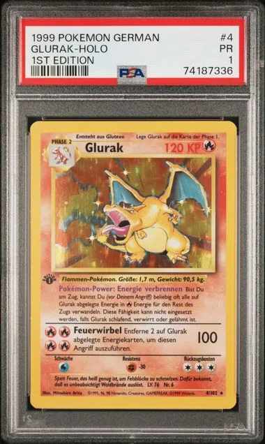 1999 Pokemon German 1st Edition Holofoil Glurak #4 card image