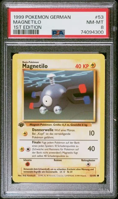 1999 Pokemon German 1st Edition Magnetilo (Magnemite) #53 card image