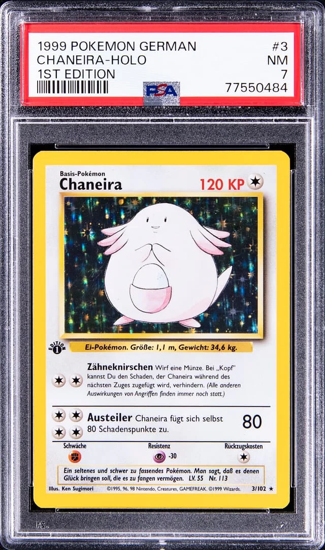 1999 Pokemon German 1st Edition Rare Holofoil Chaneira #3 card image