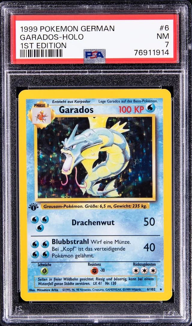 1999 Pokemon German 1st Edition Rare Holofoil Garados #6 card image