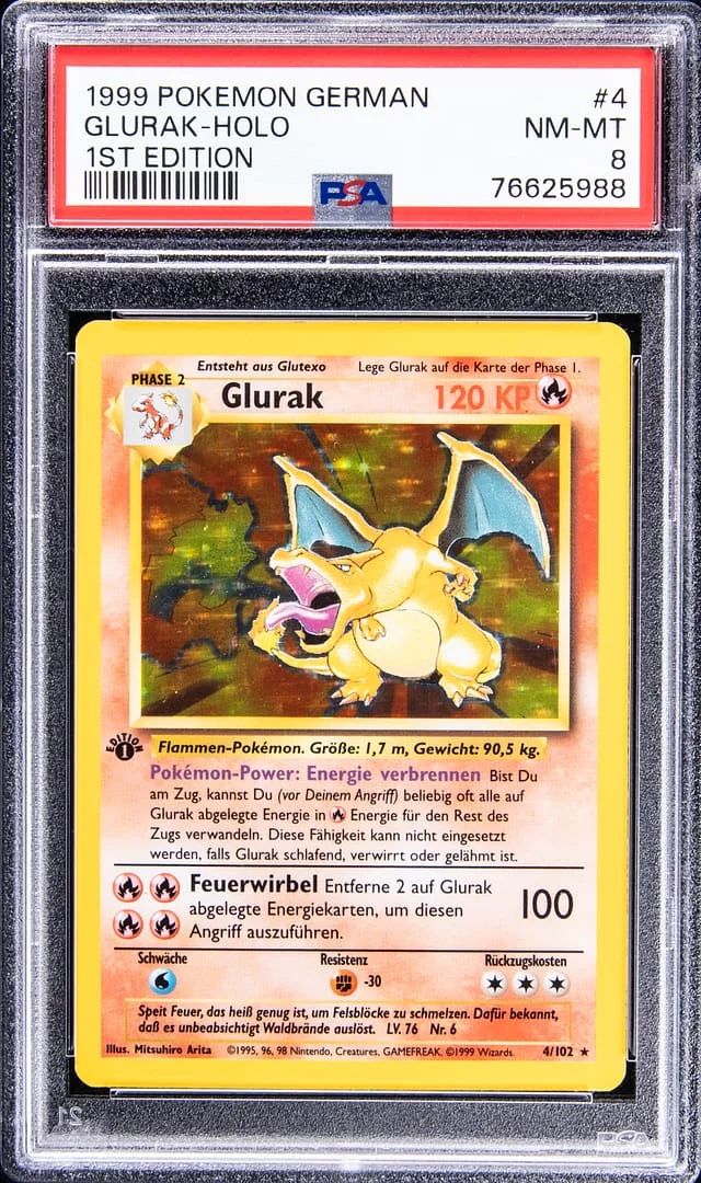 1999 Pokemon German 1st Edition Rare Holofoil Glurak #4 card image