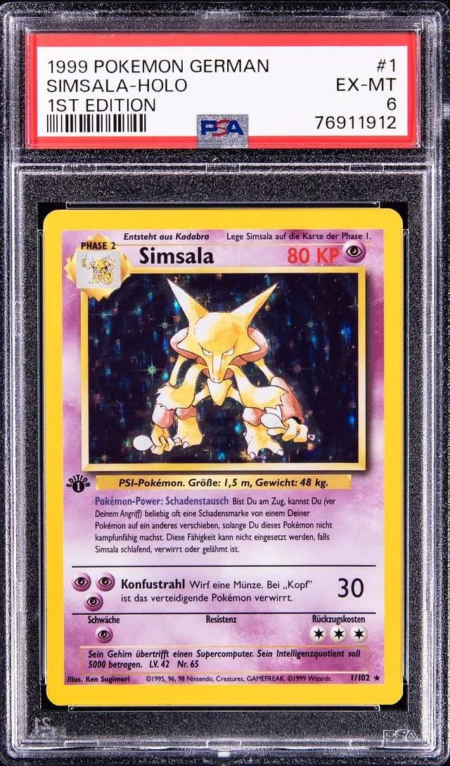 1999 Pokemon German 1st Edition Rare Holofoil Simsala #1 card image