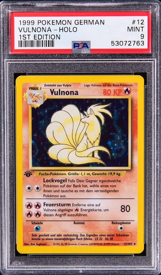 1999 Pokemon German 1st Edition Rare Holofoil Vulnona #12 card image
