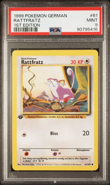 1999 Pokemon German 1st Edition Rattfratz #61 card image