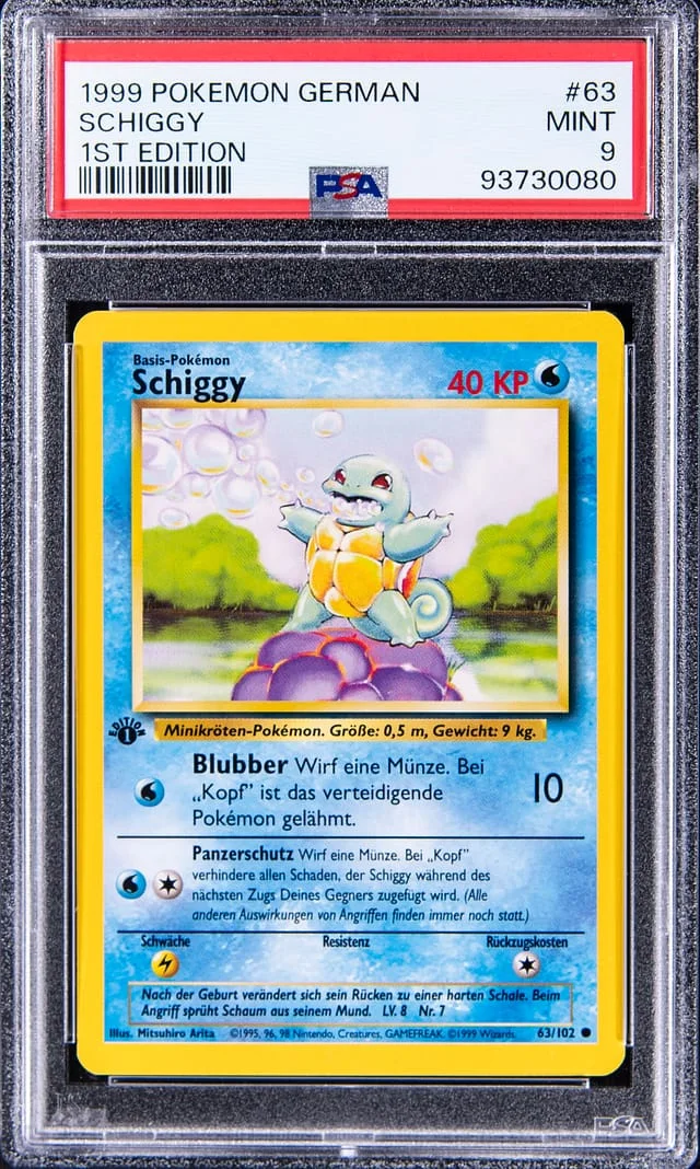 1999 Pokemon German 1st Edition Squirtle (Schiggy) #63 card image