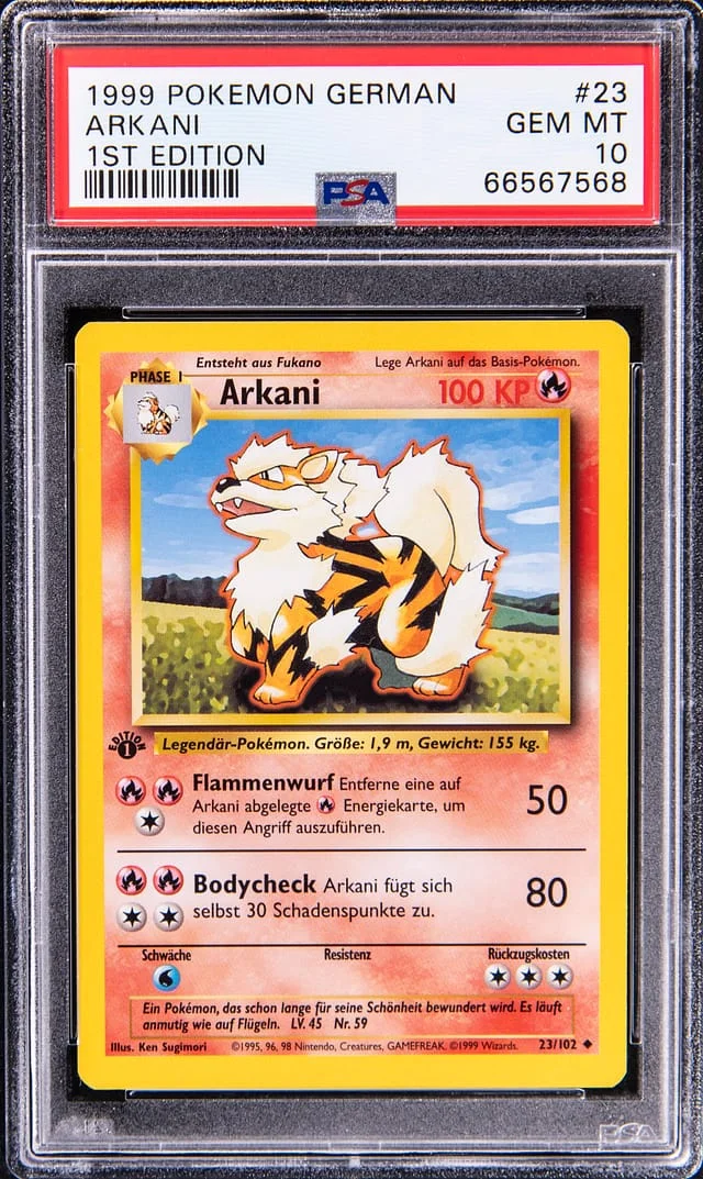 1999 Pokemon German Base Set 1st Edition Arkani (Arcanine) #23 card image