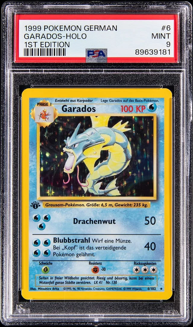 1999 Pokemon German Base Set 1st Edition Holo Garados #6 card image