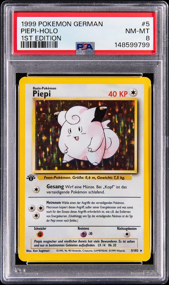 1999 Pokemon German Base Set 1st Edition Holo Piepi #5 card image