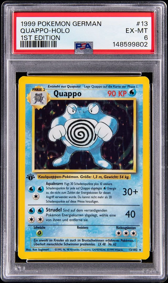 1999 Pokemon German Base Set 1st Edition Holo Quappo #13 card image