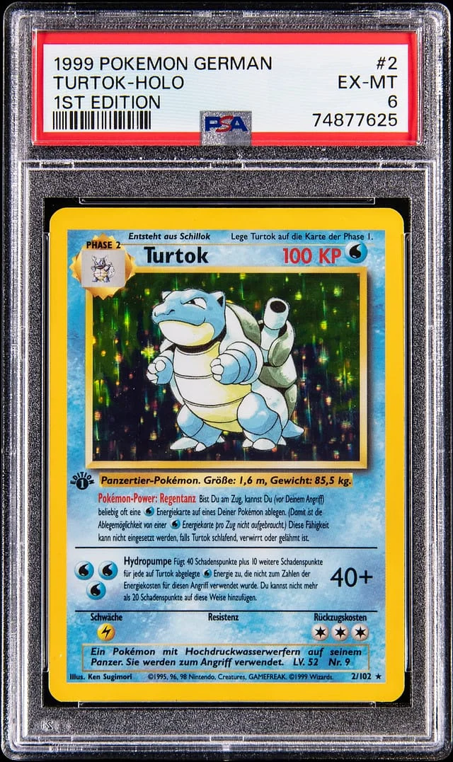 1999 Pokemon German Base Set 1st Edition Holo Turtok #2 card image