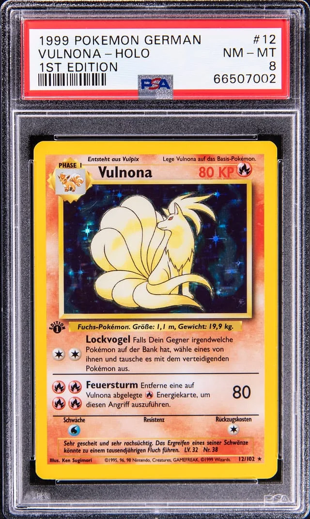 1999 Pokemon German Base Set 1st Edition Rare Holofoil Vulnona (Ninetales) #12 card image