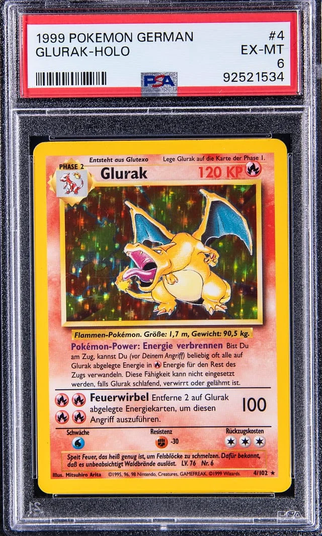 1999 Pokemon German Rare Holofoil Glurak #4 card image