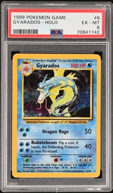 1999 Pokemon Holofoil Gyarados #6 card image