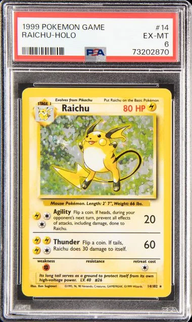 1999 Pokemon Holofoil Raichu #14 card image