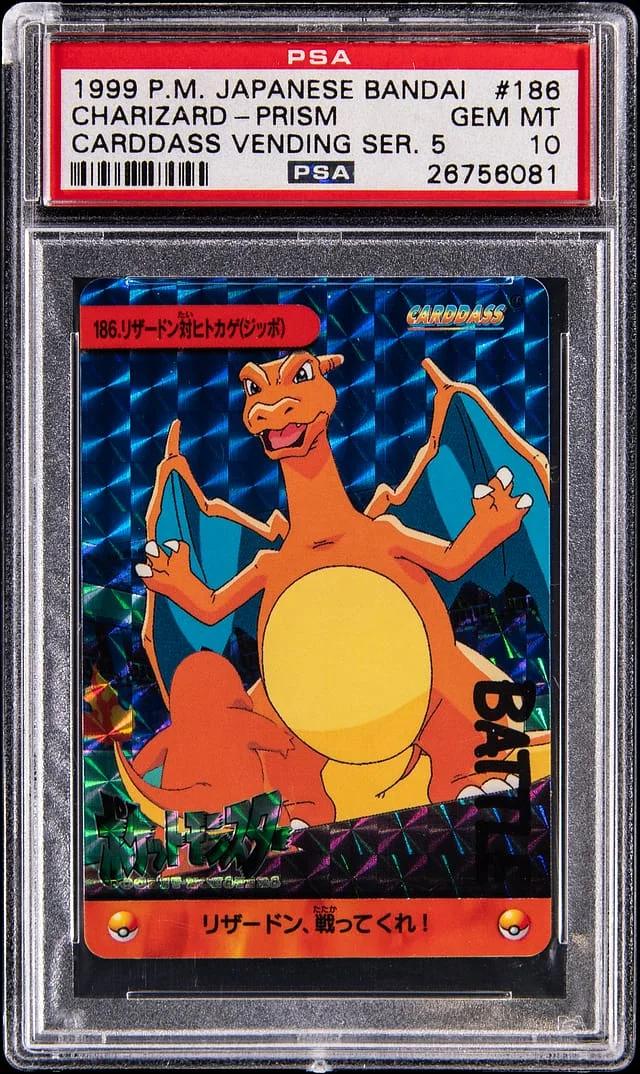 1999 Pokemon Japanese Bandai Cardass Vending Series 5 Prism Charizard #186 card image