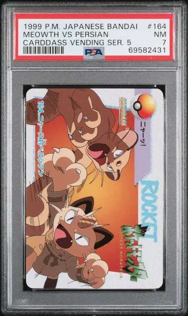 1999 Pokemon Japanese Bandai Carddass Vending Series 5 Meowth Vs Persian #164 card image