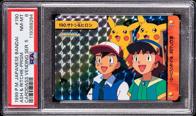 1999 Pokemon Japanese Bandai Carddass Vending Series 5 Prism Ash & Ritchie #190 card image