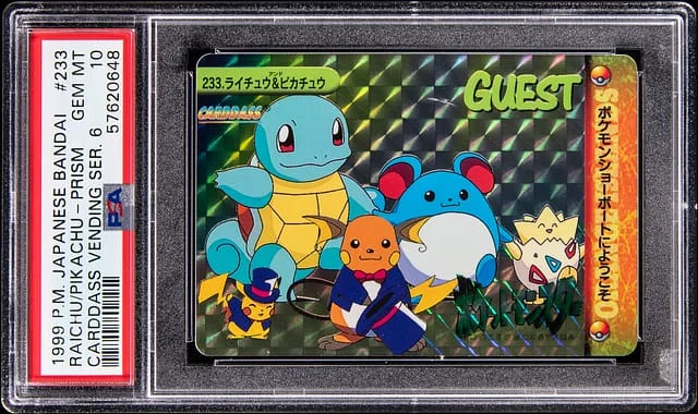 1999 Pokemon Japanese Bandai Carddass Vending Series 6 Prism Raichu/Pikachu #233 card image