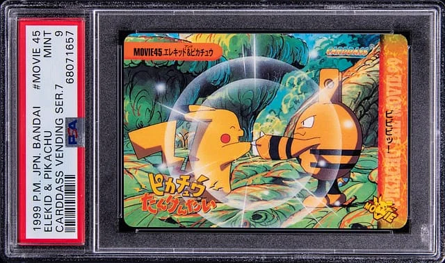 1999 Pokemon Japanese Bandai Carddass Vending Series 7 45 Elekid & Pikachu #Movie card image