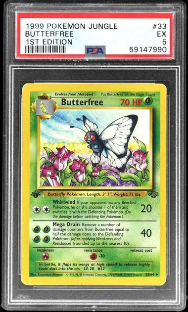 1999 Pokemon Jungle 1st Edition Butterfree #33 card image
