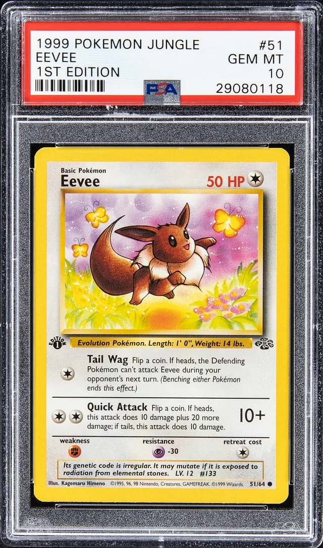 1999 Pokemon Jungle 1st Edition Eevee #51 card image