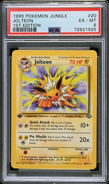 1999 Pokemon Jungle 1st Edition Jolteon #20 card image