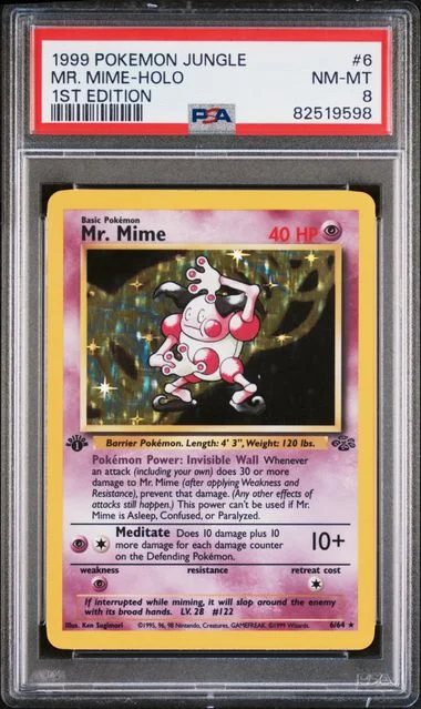 1999 Pokemon Jungle 1st Edition Mr. Mime-Holo #6 card image