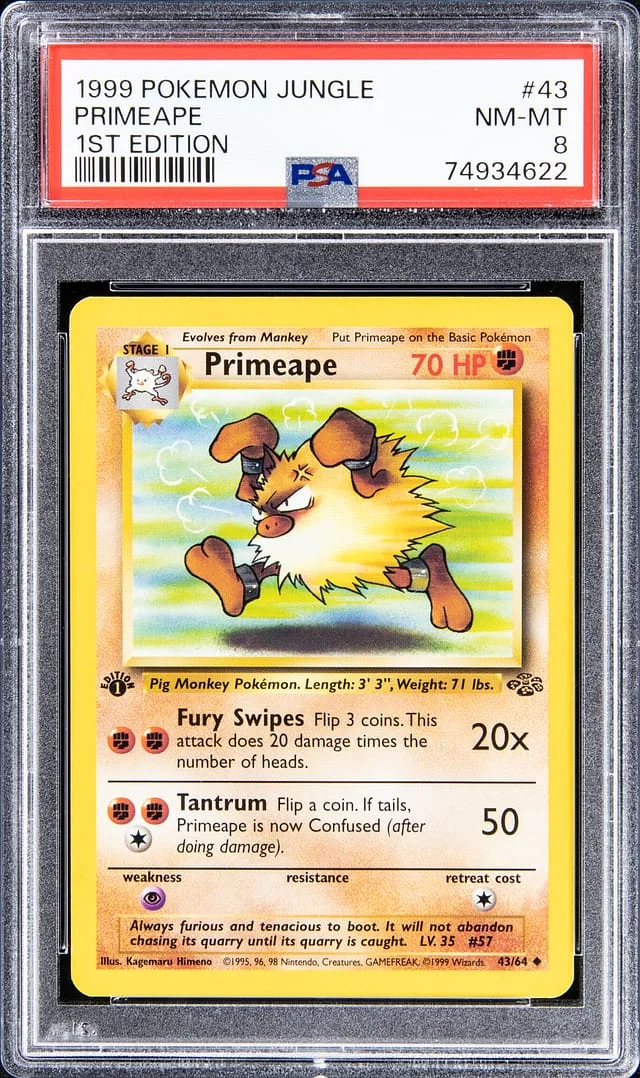 1999 Pokemon Jungle 1st Edition Primeape #43 card image