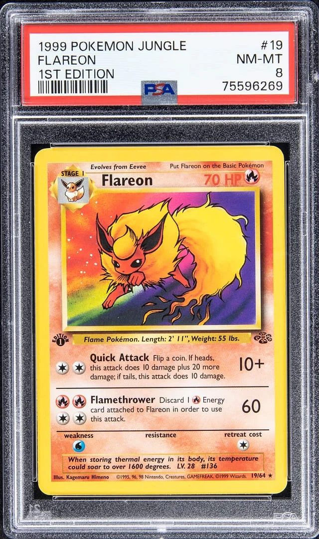 1999 Pokemon Jungle 1st Edition Rare Flareon #19 card image
