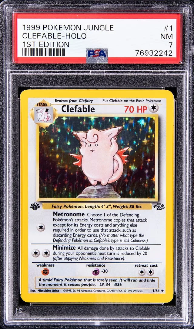 1999 Pokemon Jungle 1st Edition Rare Holofoil Clefable #1 card image
