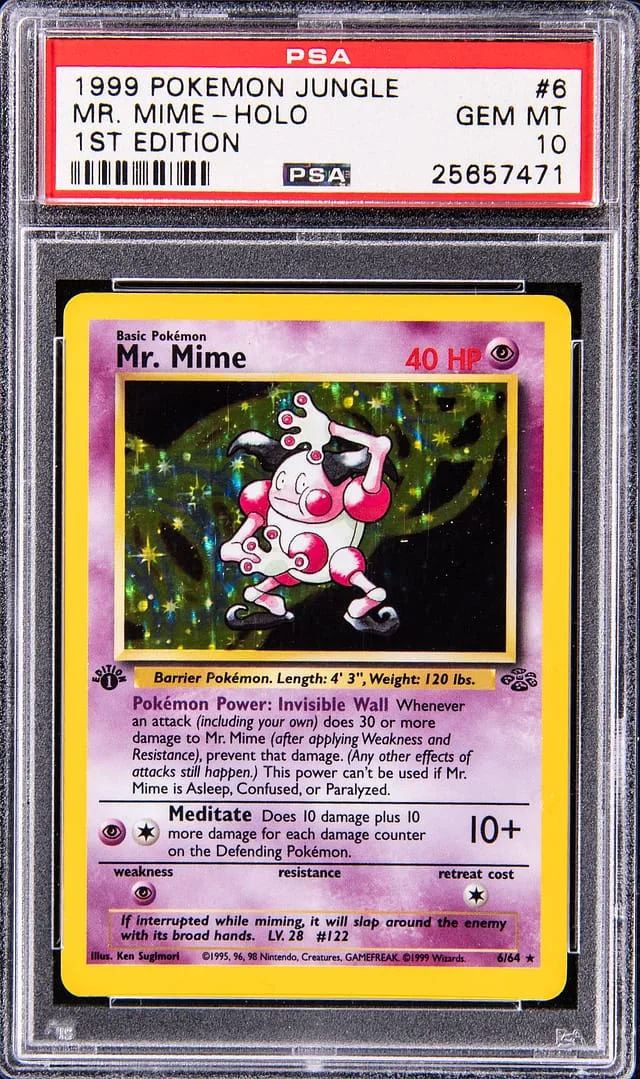 1999 Pokemon Jungle 1st Edition Rare Holofoil Mr. Mime #6 card image