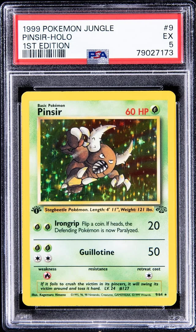 1999 Pokemon Jungle 1st Edition Rare Holofoil Pinsir #9 card image