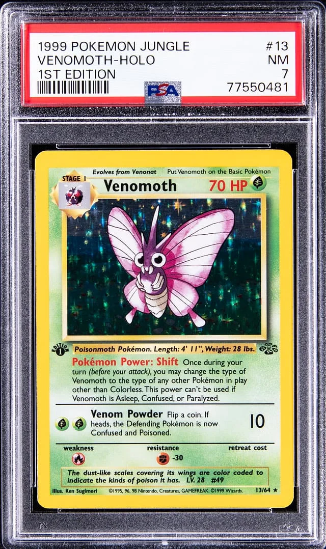 1999 Pokemon Jungle 1st Edition Rare Holofoil Venomoth #13 card image