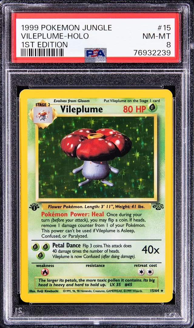1999 Pokemon Jungle 1st Edition Rare Holofoil Vileplume #15 card image