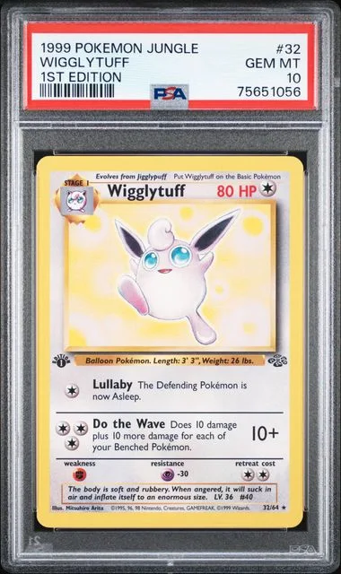 1999 Pokemon Jungle 1st Edition Rare Wigglytuff #32 card image
