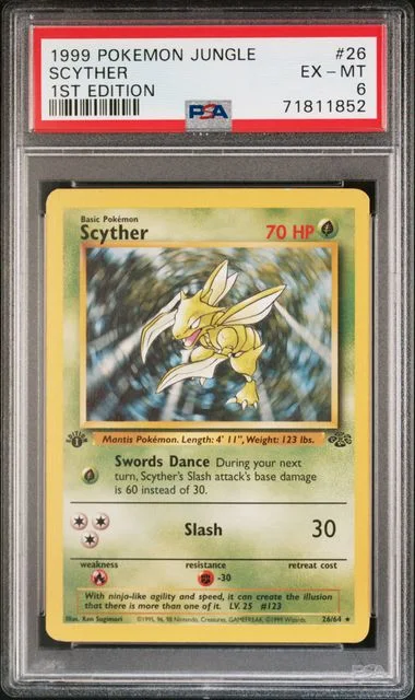 1999 Pokemon Jungle 1st Edition Scyther #26 card image