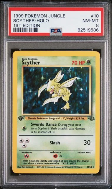 1999 Pokemon Jungle 1st Edition Scyther-Holo #10 card image