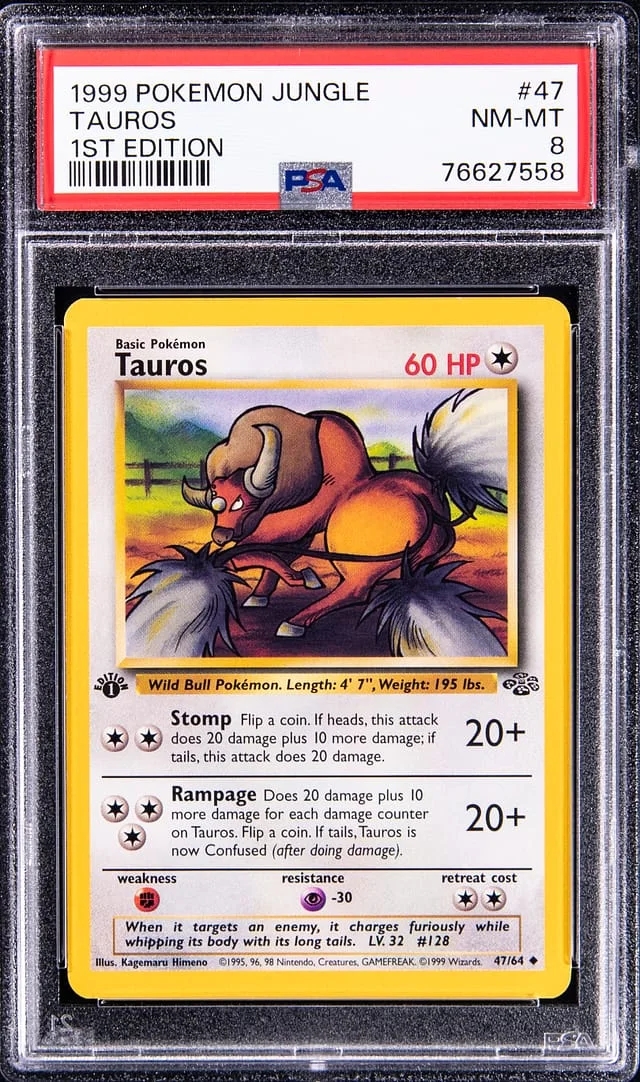1999 Pokemon Jungle 1st Edition Tauros #47 card image