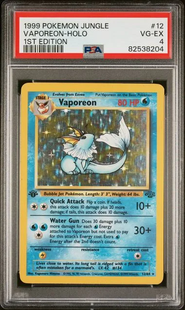 1999 Pokemon Jungle 1st Edition Vaporeon #12 card image